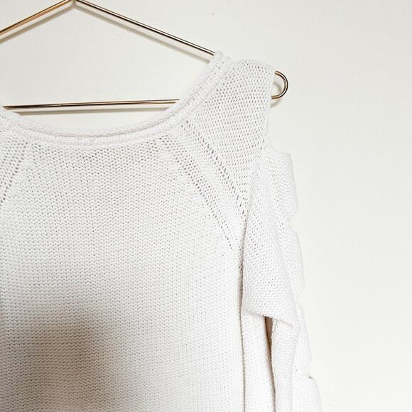 Margaret O'leary White Cut Out Sleeve Knit Sweater - Picture 7 of 9